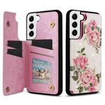 For Samsung Galaxy S22 5G Printed Double Buckle RFID Anti-theft Phone Case(Rose)