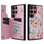 For Samsung Galaxy S22 Ultra 5G Printed Double Buckle RFID Anti-theft Phone Case(Pastoral Rose)