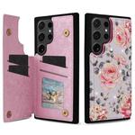 For Samsung Galaxy S23 Ultra 5G Printed Double Buckle RFID Anti-theft Phone Case(Pastoral Rose)