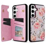 For Samsung Galaxy S24 5G Printed Double Buckle RFID Anti-theft Phone Case(Pastoral Rose)