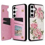 For Samsung Galaxy S24 5G Printed Double Buckle RFID Anti-theft Phone Case(Rose)
