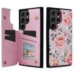 For Samsung Galaxy S24 Ultra 5G Printed Double Buckle RFID Anti-theft Phone Case(Pastoral Rose)