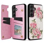 For Samsung Galaxy S24 FE 5G Printed Double Buckle RFID Anti-theft Phone Case(Rose)