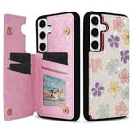For Samsung Galaxy S25 5G Printed Double Buckle RFID Anti-theft Phone Case(Blossoming Flowers)