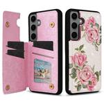 For Samsung Galaxy S25+ 5G Printed Double Buckle RFID Anti-theft Phone Case(Rose)