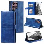 For Samsung Galaxy S22 Ultra 5G Simple 6-Card Wallet Leather Phone Case(Blue)