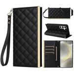 For Samsung Galaxy S24 5G Crossbody Rhombic Sucker Leather Phone Case(Black)