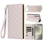 For Samsung Galaxy S23 FE 5G Crossbody Rhombic Sucker Leather Phone Case(White)