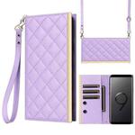 For Samsung Galaxy S9 Crossbody Rhombic Sucker Leather Phone Case(Purple)