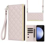 For Samsung Galaxy S24 FE 5G Crossbody Rhombic Sucker Leather Phone Case(White)