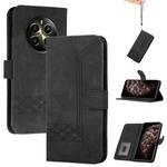 For Realme 12 Pro 5G Global/12 Pro+ 5G Global Cubic Skin Feel Flip Leather Phone Case(Black)