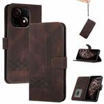 For ZTE Blade A35e 4G Cubic Skin Feel Flip Leather Phone Case(Brown)