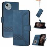 For Sharp Aquos wish5 Cubic Skin Feel Flip Leather Phone Case(Blue)