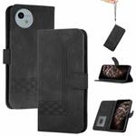 For Sharp Aquos wish5 Cubic Skin Feel Flip Leather Phone Case(Black)
