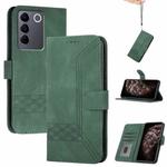 For vivo V27e 4G Global/T2 4G Global Cubic Skin Feel Flip Leather Phone Case(Green)