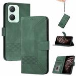 For vivo Y03 4G Global Cubic Skin Feel Flip Leather Phone Case(Green)