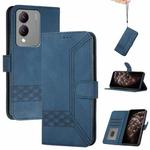 For vivo Y17s 4G Global/Y28 5G India Cubic Skin Feel Flip Leather Phone Case(Blue)