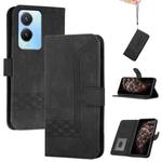 For vivo Y02s 4G Global Cubic Skin Feel Flip Leather Phone Case(Black)