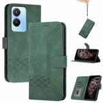 For vivo Y02s 4G Global Cubic Skin Feel Flip Leather Phone Case(Green)