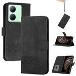 For vivo Y36 5G Global/Y36 4G Global Cubic Skin Feel Flip Leather Phone Case(Black)
