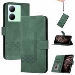 For vivo Y36 5G Global/Y36 4G Global Cubic Skin Feel Flip Leather Phone Case(Green)