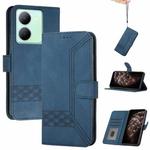For vivo Y27 5G/Y36 4G Global Cubic Skin Feel Flip Leather Phone Case(Blue)