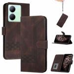 For vivo Y27 5G/Y36 4G Global Cubic Skin Feel Flip Leather Phone Case(Brown)