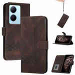 For vivo Y78+ 5G Global/Y78 5G Global Cubic Skin Feel Flip Leather Phone Case(Brown)
