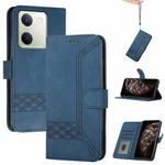 For vivo Y100 5G Global Cubic Skin Feel Flip Leather Phone Case(Blue)