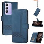 For vivo Y100 5G IDN/Y200e 5G Global Cubic Skin Feel Flip Leather Phone Case(Blue)