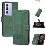 For vivo V30 Lite 5G India/T3 5G IDN Cubic Skin Feel Flip Leather Phone Case(Green)