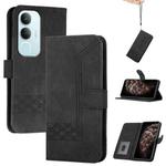 For vivo Y19s Global Cubic Skin Feel Flip Leather Phone Case(Black)