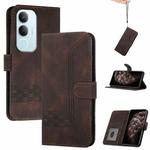 For vivo Y19s Global Cubic Skin Feel Flip Leather Phone Case(Brown)