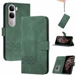 For vivo Y300 / vivo V40 Lite 4G / 5G IDN Cubic Skin Feel Flip Leather Phone Case(Green)