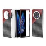 For vivo X Fold3 All-inclusive Decal Carbon Fiber Texture Protective Phone Case(Gray Red)