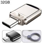EAGET 32G USB 3.1 + USB-C Interface Metal Twister Flash U Disk, with Micro USB Adapter & Lanyard