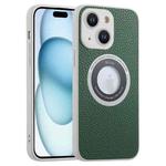 For iPhone 15 Litchi Texture MagSafe TPU Full Coverage Shockproof Phone Case(Green)