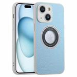 For iPhone 15 Plus Litchi Texture MagSafe TPU Full Coverage Shockproof Phone Case(Blue)