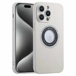 For iPhone 15 Pro Litchi Texture MagSafe TPU Full Coverage Shockproof Phone Case(White)