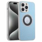 For iPhone 15 Pro Max Litchi Texture MagSafe TPU Full Coverage Shockproof Phone Case(Blue)