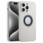 For iPhone 15 Pro Max Litchi Texture MagSafe TPU Full Coverage Shockproof Phone Case(White)