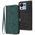For ZTE Blade V50 Vita Side Buckle Double Fold Hand Strap Leather Phone Case(Dark Green)