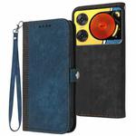 For ZTE nubia Music 2 Side Buckle Double Fold Hand Strap Leather Phone Case(Royal)