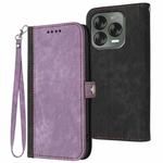 For ZTE Blade V70 Design Side Buckle Double Fold Hand Strap Leather Phone Case(Purple)