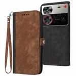 For ZTE nubia Z60 Ultra Side Buckle Double Fold Hand Strap Leather Phone Case(Brown)