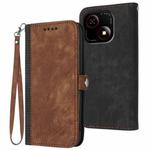 For ZTE Blade A35e 4G Side Buckle Double Fold Hand Strap Leather Phone Case(Brown)