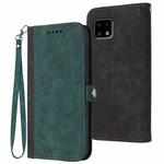 For Sharp Aquos sense4 4G/5G/Sense4 Lite Side Buckle Double Fold Hand Strap Leather Phone Case(Dark Green)