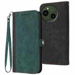 For Sharp Aquos R10 Side Buckle Double Fold Hand Strap Leather Phone Case(Dark Green)