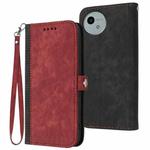For Sharp Aquos wish5 Side Buckle Double Fold Hand Strap Leather Phone Case(Red)