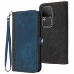 For vivo V30 5G Global/V30 Pro 5G Global Side Buckle Double Fold Hand Strap Leather Phone Case(Royal)